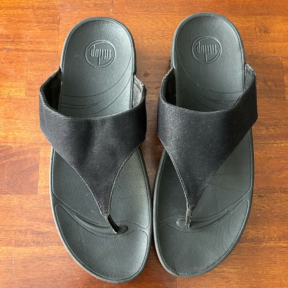 Fitflop Shoes - FitFlop‎ Lulu glitzy embelished sparkly thong wedge sandals
